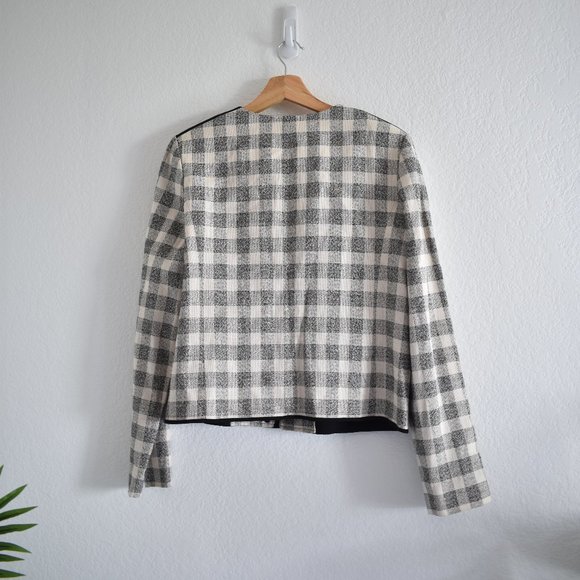 Classiques Entier Linen Blend Cream & Black Plaid Blazer - Picture 4 of 12